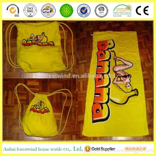 100% terry cotton rucksack with printed towel